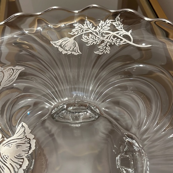 Vintage Glass Flanders Silver Overlay Poppy Footed Platter - Picture 4 of 7